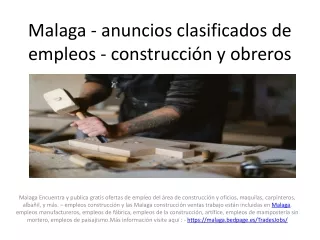 Malaga - anuncios clasificados de empleos - construcción y obreros