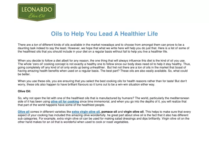 oils to help you lead a healthier life
