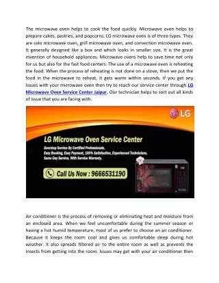LG Microwave Oven Service Center Jaipur