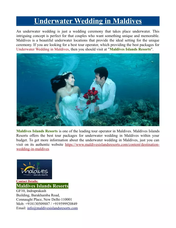 underwater wedding in maldives