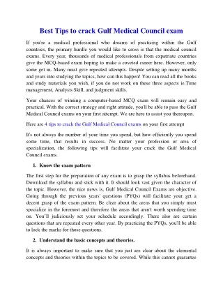 Best Tips to crack Gulf Medical Council exam