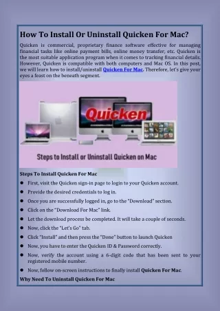 how to install or uninstall quicken for mac