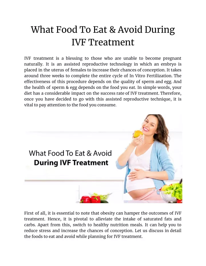 what food to eat avoid during ivf treatment