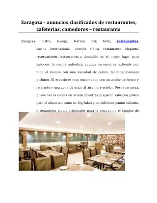 Zaragoza - anuncios clasificados de restaurantes, cafeterías, comedores – restaurants