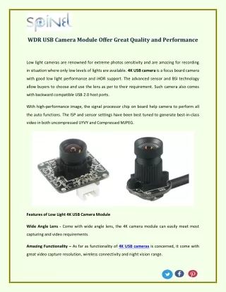 WDR USB camera Module Offer Great Quality and Performance