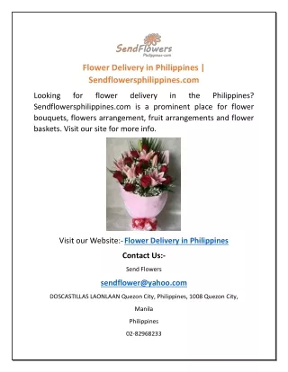 Flower Delivery in Philippines | Sendflowersphilippines.com