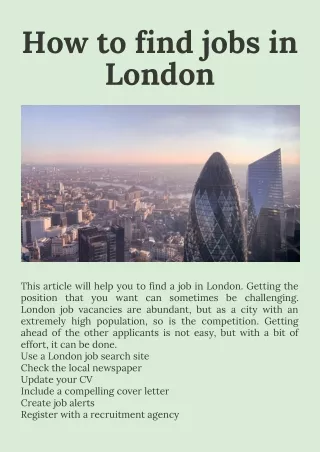 How to Find Jobs in London