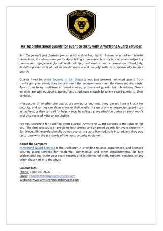 Hiring professional guards for event security with Armstrong Guard Services