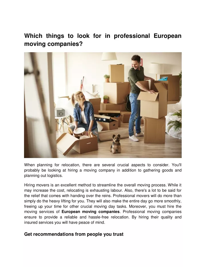 which things to look for in professional european