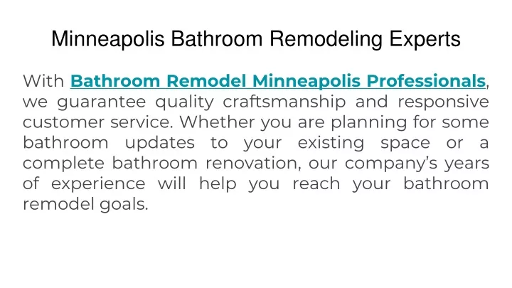 minneapolis bathroom remodeling experts