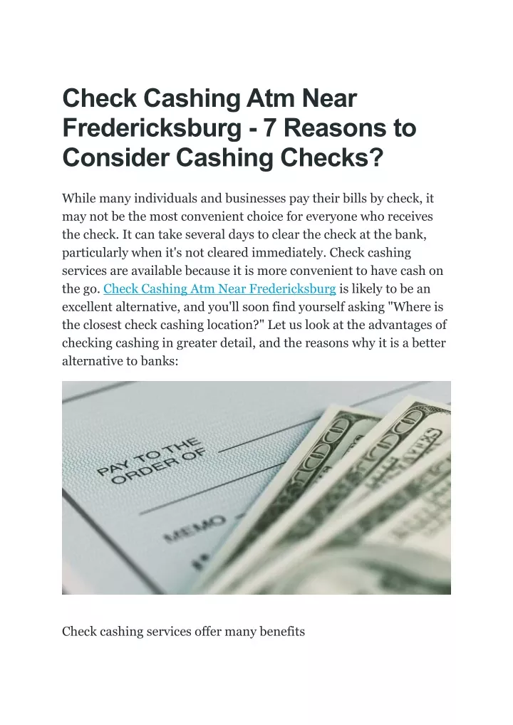 check cashing atm near fredericksburg 7 reasons