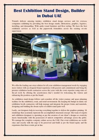 Best Exhibition Stand Design, Builder in Dubai UAE