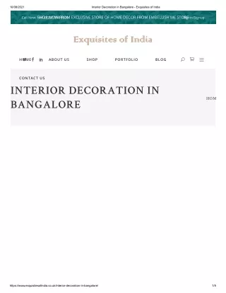 Interior Decoration in Bangalore - Exquisites of India