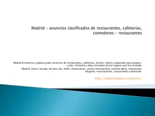 Madrid - anuncios clasificados de restaurantes, cafeterías