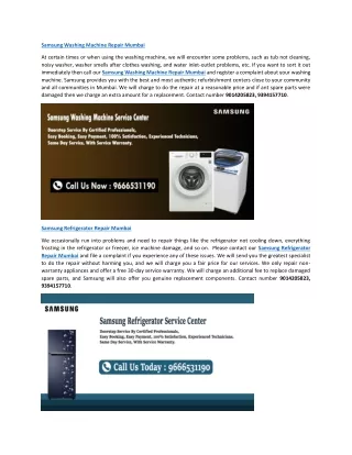 Samsung Washing Machine Repair Mumbai