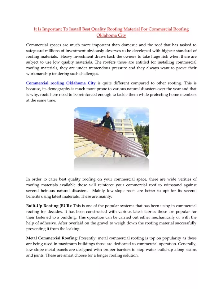 it is important to install best quality roofing