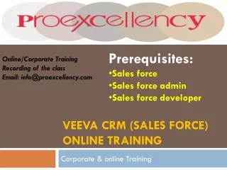 Veeva CRM (Sales force) Online training