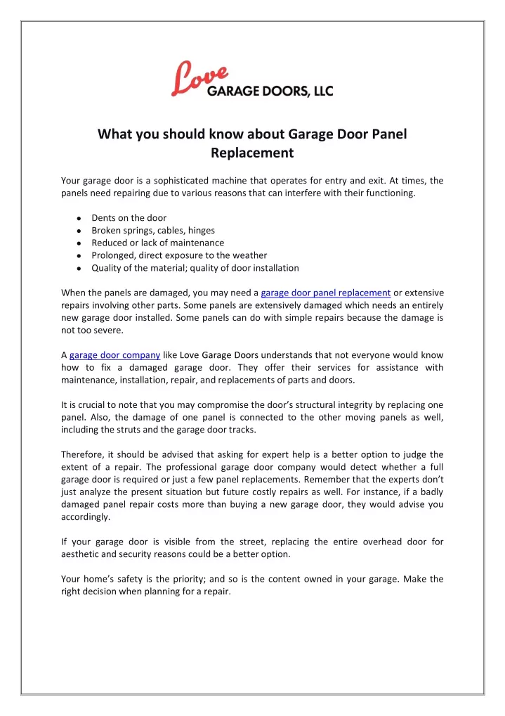 what you should know about garage door panel