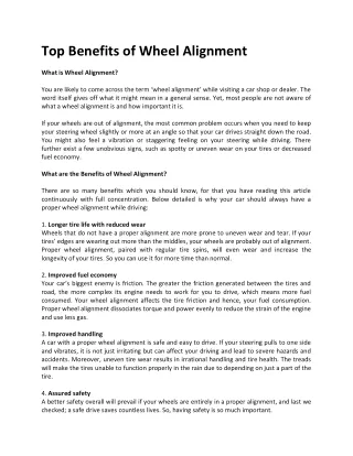 top benefits of wheel alignment what is wheel