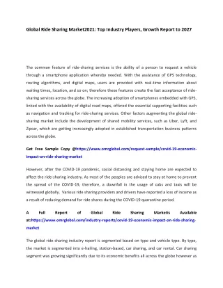 global ride sharing market2021 top industry