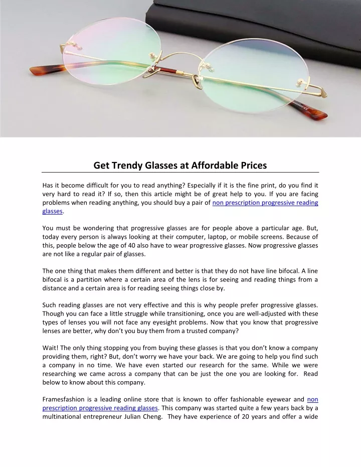 get trendy glasses at affordable prices