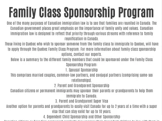 Family Class Sponsorship Program