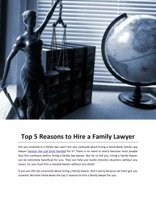 Top 5 Reasons to Hire a Family Lawyer