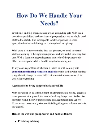 How Do We Handle Your Needs?