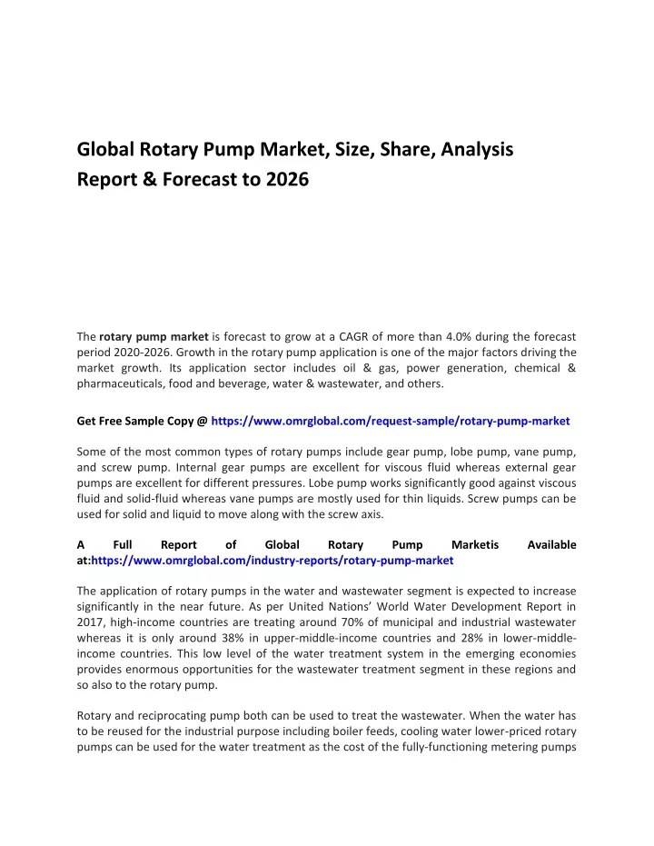global rotary pump market size share analysis