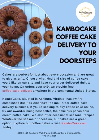 KamboCake Coffee Cake Delivery to Your Doorsteps