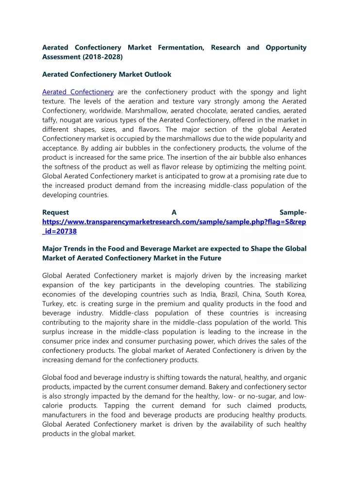 aerated confectionery market fermentation