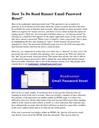 how to do road runner email password reset