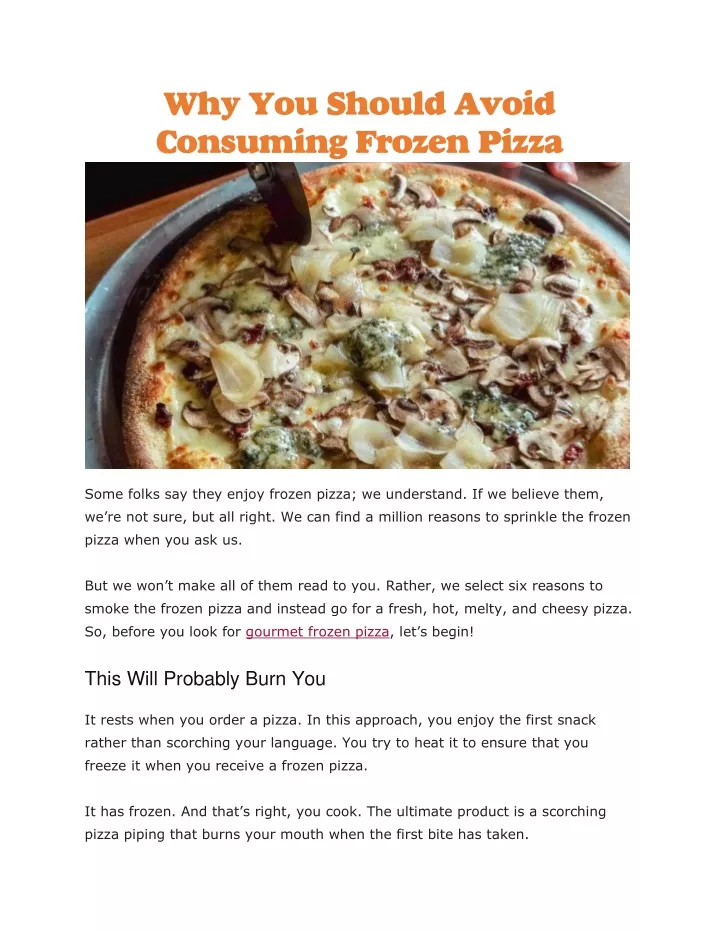 why you should avoid consuming frozen pizza