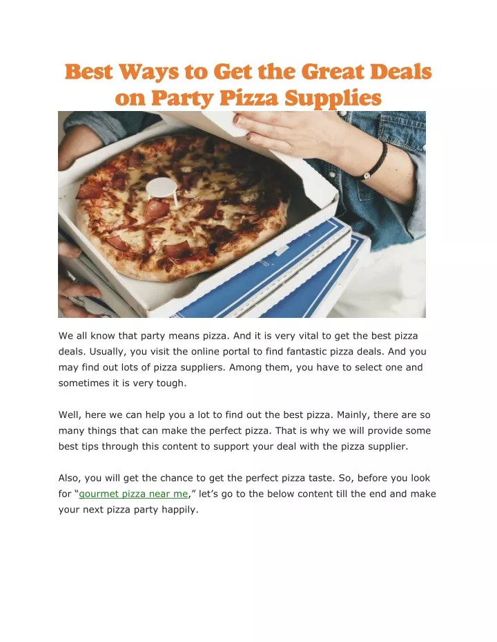 best ways to get the great deals on party pizza