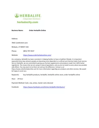 Order Herbalife Online