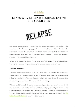 LEARN WHY RELAPSE IS NOT AN END TO THE SOBER LIFE
