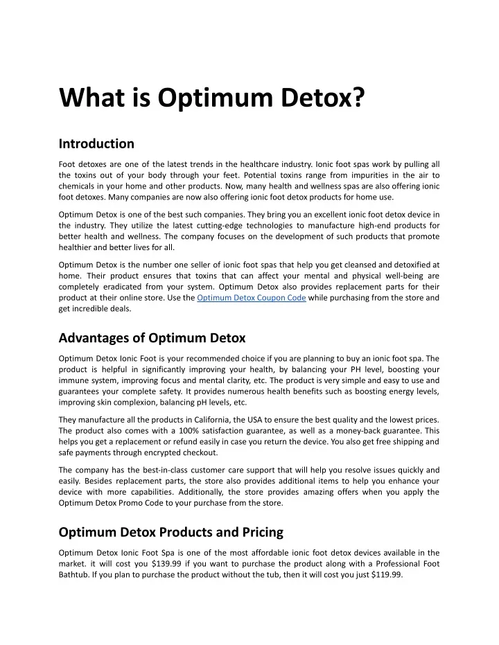 what is optimum detox