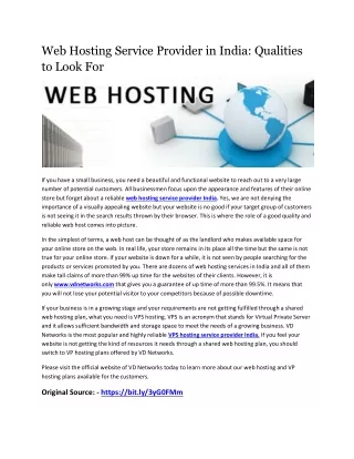 Web Hosting Service Provider in India: Qualities to Look For