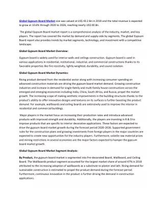 global gypsum board market size was valued