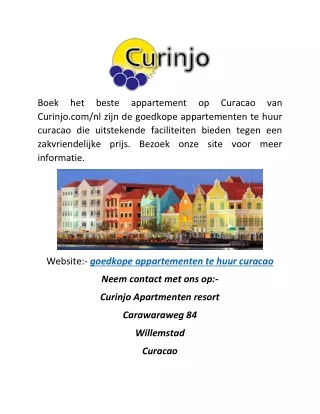 Goedkope appartementen te huur Curacao | Curinjo.com/nl