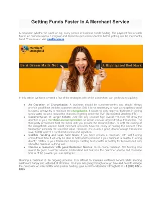 getting funds faster in a merchant service