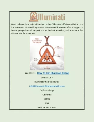 How to Join Illuminati Online | Illuminatiofficialworldwide.com