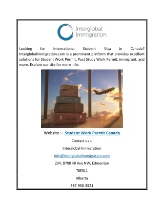 Student Work Permit Canada | Interglobalimmigration.com