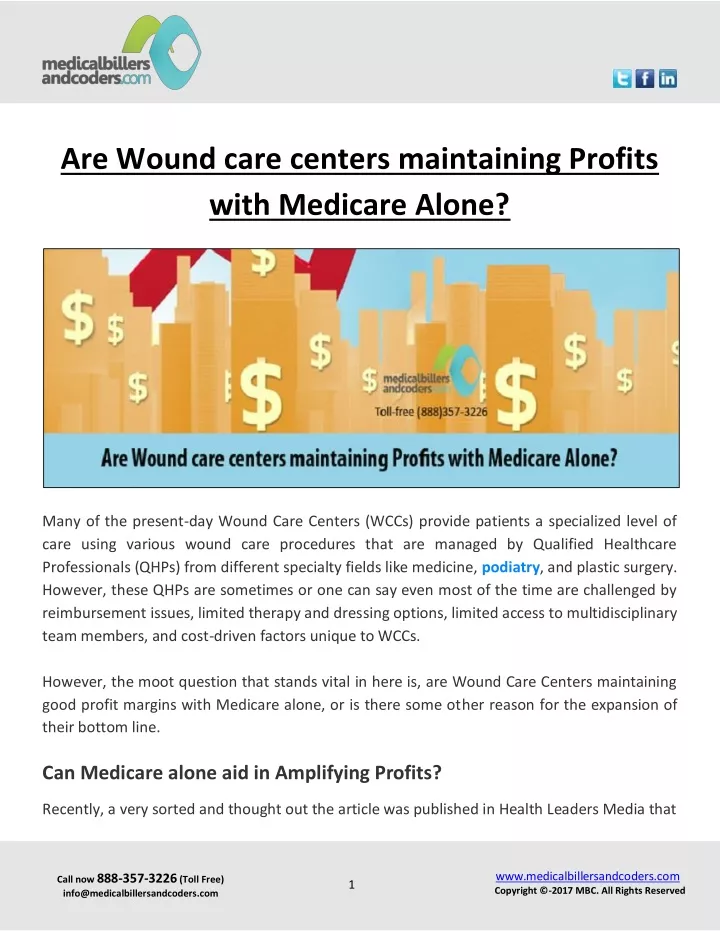 are wound care centers maintaining profits with