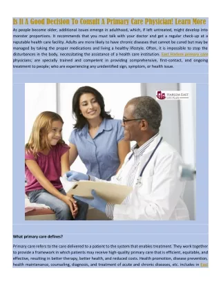 is it a good decision to consult a primary care