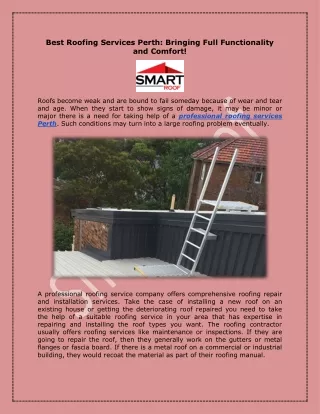 Best Roofing Services Perth Bringing Full Functionality and Comfort!