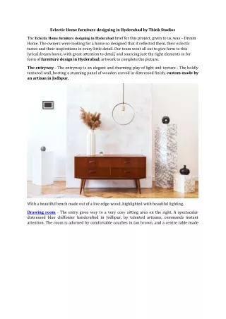 Eclectic Home furniture designing in Hyderabad by Think Studios