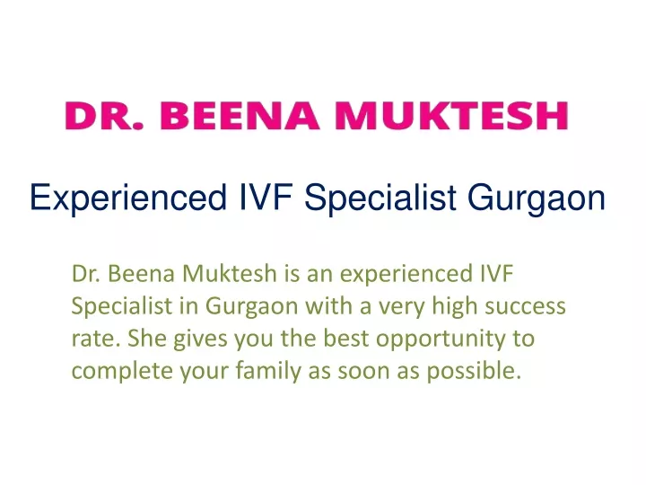 experienced ivf specialist gurgaon