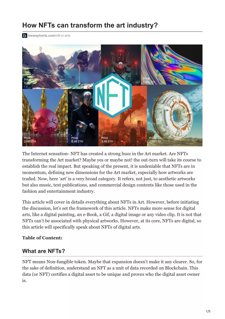 how nfts can transform the art industry