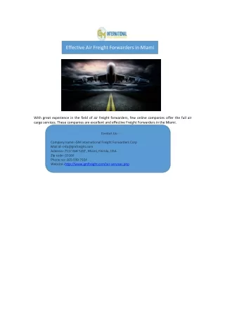 effective air freight forwarders in miami